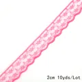 Ruban de dentelle rose vif de 2 cm non extensible avec broderie ondulée pour couture - Style Floral Festonné / Rose Rouge