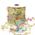 Nastro a foglie in poliestere colorato per fai da te su bobina bianca con foglie in tessuto - Larghezza 3cm, 10 Metri Per Confezione / Colorato