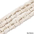 9x13mm hourglass shaped white howlite stone beads with brown marble texture for DIY - Faceted Irregular Pillar Style (05款) / 9x13mm (1 String/Pack, Approx 30 Pcs) / White Texture