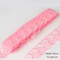 Pink floral embroidery lace trim 40mm wide for DIY sewing and apparel decoration - Width 40mm / Light Pink