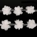 5cm weiße Chiffon-Blumenborte mit 3D-Blütenblättern für DIY Hochzeits-Bastelarbeiten - Weiß