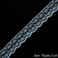 Bordure en dentelle florale bleu clair 2cm pour couture DIY, paquet de 10 yards sans stretch - Style Floral Festonné / Bleu ciel