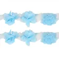5cm hellblaue Chiffon 3D-Blumen Borte Spitzenband für Bastelarbeiten und Hochzeiten - Himmelblau