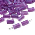 Purple glitter cylinder bamboo beads with silver sparkles for DIY jewelry making - Resin Purple