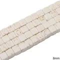 8mm cubic white howlite natural stone beads with brown veins for DIY jewelry - Cube Shape Style (08款) / 8mm (1 String/Pack, Approx 50 Pcs) / White Texture