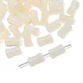 Creamy white bamboo-shaped glass beads with silver glitter for handmade DIY jewelry - Resin Beige