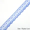 Dentelle bleu vif 2cm non extensible avec bord festonné pour DIY et artisanat, lot 10 yards - Style Floral Festonné / Bleu royal