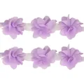Zwei lilafarbene 5cm Chiffon-Blumen-Haarbänder aus elastischer Spitze für DIY-Bastelarbeiten - Lila