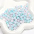 Rosa und hellblaue Glasperlen mit Marmoreffekt für DIY-Schmuck in einer Schale - Eiskristall Rundperlen Stil / 8mm (30 Stk./Pack) / Pink-Blau Farbmix