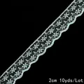 Ruban de dentelle vert menthe de 2cm pour artisanat DIY et couture, longueur 10 yards - Style Floral Festonné / Vert clair
