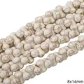 Bone-shaped 8x14mm white turquoise loose beads with brown veins for DIY bracelets - Bone Shape Style (11款) / 8x14mm (1 String/Pack, Approx 65 Pcs) / White Texture