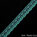 Ruban dentelle turquoise 2cm non extensible rouleau 10 yards pour DIY artisanat - Style Floral Festonné / Vert Paon