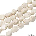Natural white howlite beads 14x16mm irregular shape with brown marble veins - Irregular Freeform Style (12款) / 14x16mm (1 Strand/Pack Approx. 25 Beads) / White Texture