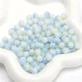 Bastelbedarf mit blau-weißen Marmor-Glasperlen in einer Keramikschale für DIY-Schmuck - Eiskristall Rundperlen Stil / 8mm (30 Stk./Pack) / Gelb Blau Mix
