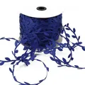 Dark blue leaf-shaped polyester ribbon on a white spool for DIY handicrafts and decor - Width 3cm, 10 Meters Per Pack / Dark Blue
