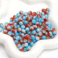 DIY-Glasperlen in leuchtendem Rot und Himmelblau für die Schmuckherstellung - Eiskristall Rundperlen Stil / 8mm (30 Stk./Pack) / Rot Blau Patchwork