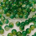 Perle in vetro craquelé verde e giallo per gioielli fai-da-te e accessori fatti a mano - Diametro 10mm (10 Pezzi/Confezione) / Verde scuro