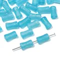 Sky blue dumbbell-shaped resin bamboo beads with gold glitter for DIY jewelry making - Resin Blue