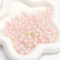 Rosa-weiße Glasperlen mit Farbverlauf für DIY-Schmuck in einer Blumenschale aus Keramik - Eiskristall Rundperlen Stil / 8mm (30 Stk./Pack) / Rosa Gelb Mix