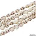 Skull shaped off-white resin beads 6x8mm with vintage bone texture for DIY jewelry - Skull Shape Style (17款) / 6x8mm (1 String/Pack, Approx 60 Pcs) / White Texture