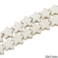 Star-shaped white turquoise beads for jewelry making 12x11mm with marble texture - Pentagram Star Style (19款) / 12x11mm (1 String/Pack, Approx 36 Pcs) / White Texture