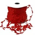 Vibrant red polyester leaf trim ribbon on a white card spool for DIY crafts and decor - Width 3cm, 10 Meters Per Pack / Red