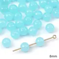 8mm himmelblaue runde Glasperlen für DIY-Schmuck mit glatter glänzender Oberfläche - Glas-Gelee-Rundperle / 8mm (20 Stück/Packung, Loch ca. 1mm) / Blau