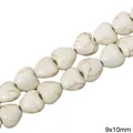 White turquoise heart-shaped loose beads with natural brown texture, size 9x10mm for DIY jewelry - Heart Block Style (21款) / 9x10mm (1 String/Pack, Approx 42 Pcs) / White Texture
