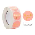 Pink round thank you stickers with gold foil, 2.5cm diameter for gift packaging - Small Round Label / Pink Base Gold Lettering Handwritten Thank You