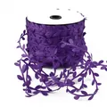 Purple artificial leaf ribbon vine for DIY crafts wound on a white paper spool - Width 3cm, 10 Meters Per Pack / Purple