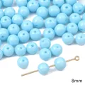 8mm hellblaue runde Glasperlen für die Herstellung von DIY-Schmuck und Bastelzubehör - Glas Einfarbige Rundperle / 8mm (20 Stück/Packung, Loch ca. 1mm) / Blau