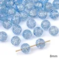 Perle rotonde in vetro craquelé azzurro da 8mm per accessori gioielli DIY - Perla Rotonda in Vetro Craquelé / 8mm (20 Pezzi/Confezione, Foro circa 1mm) / Azzurro