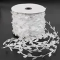 White polyester leaf trim ribbon on roll for DIY crafts and home decoration - Width 3cm, 10 Meters Per Pack / White