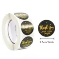 Black round gold foil thank you stickers 1 inch diameter roll for packaging labels - Black Base Gold Lettering Thank You For Your Order