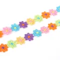 Colorful daisy embroidered lace ribbon with vibrant flowers for DIY sewing projects - Large Sunflower Shape (GCX01) / 2 Yards / Multicolor