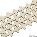 Ivory white marble texture cross beads 12x12mm for DIY jewelry making and crafts - Square Cross Style (24款) / 12x12mm (1 Strand/Pack Approx. 34 Beads) / White Texture