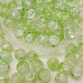 Perline in vetro craquelé verde chiaro per creazione di gioielli fai da te - Diametro 10mm, foro circa 1,5mm, 10 pezzi/confezione / Verde Erba