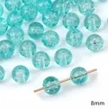 Perle rotonde in vetro craquelé azzurro 8mm per accessori per gioielli fai da te - Perla Rotonda in Vetro Craquelé / 8mm (20 Pezzi/Confezione, Foro circa 1mm) / Blu