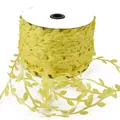 Polyester leaf trim ribbon in vibrant yellow color wound on a white cardboard roll - Width 3cm, 10 Meters Per Pack / Neon Yellow
