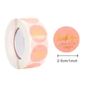 Pink and gold foil round thank you sticker roll, 1 inch diameter for order packaging - Pink Base Gold Lettering Thank You For Your Order