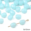 Perline di vetro azzurre 8x10mm a forma di barile per creazione di gioielli fai da te - Perla Ovale in Vetro Gelatina / 8x10mm (20 Pezzi/Confezione, Foro circa 1mm) / Azzurro