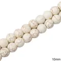 Round 10mm white turquoise loose beads with natural brown texture for DIY bracelets - Round Bead Style (27款) / 10mm (1 String/Pack, Approx 40 Pcs) / White Texture