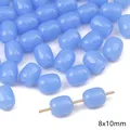 Perle ovali blu 8x10mm in vetro per gioielli fai da te con finitura traslucida - Perla Ovale in Vetro Gelatina / 8x10mm (20 Pezzi/Confezione, Foro circa 1mm) / Blu
