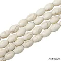 White 8x12mm oval turquoise beads with brown spiderweb texture for DIY jewelry - Oval Bead Style (28款) / 8x12mm (1 String/Pack, Approx 32 Pcs) / White Texture