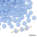Perline in vetro rondelle blu chiaro 6x4mm con finitura liscia per gioielli fai da te - Perla Rondelle in Vetro Tinta Unita / 6x4mm (20 Pezzi/Confezione, Foro circa 1mm) / Azzurro