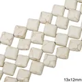 Square howlite beads with brown marble texture for DIY jewelry making 13x12mm - Rhombus Block Style (30款) / 13x12mm (1 String/Pack, Approx 34 Pcs) / White Texture