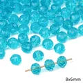 Perline sfaccettate 8x6mm blu lago in vetro per creazione di gioielli fai-da-te - Perla a Ruota in Vetro Trasparente / 8x6mm (20 Pezzi/Confezione, Foro circa 1mm) / Blu