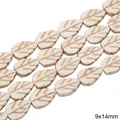 Leaf-shaped creamy white stone beads with brown texture for DIY jewelry making, 9x14mm size - Leaf Shape Style (31款) / 9x14mm (1 String/Pack, Approx 30 Pcs) / White Texture