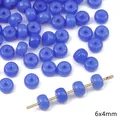 Perline in vetro blu 6x4mm su spillo dorato per la creazione di gioielli fai-da-te - Perla Rondelle in Vetro Tinta Unita / 6x4mm (20 Pezzi/Confezione, Foro circa 1mm) / Blu scuro