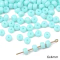 Perline tonde in vetro azzurro 6x4mm per la creazione di gioielli fai da te - Perla Rondelle in Vetro Tinta Unita / 6x4mm (20 Pezzi/Confezione, Foro circa 1mm) / Blu